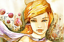 obraz dievča so šatkou